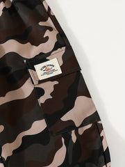 Boys Camo Cargo Pants Elastic Waist Joggers Kids Outdoor Bottoms