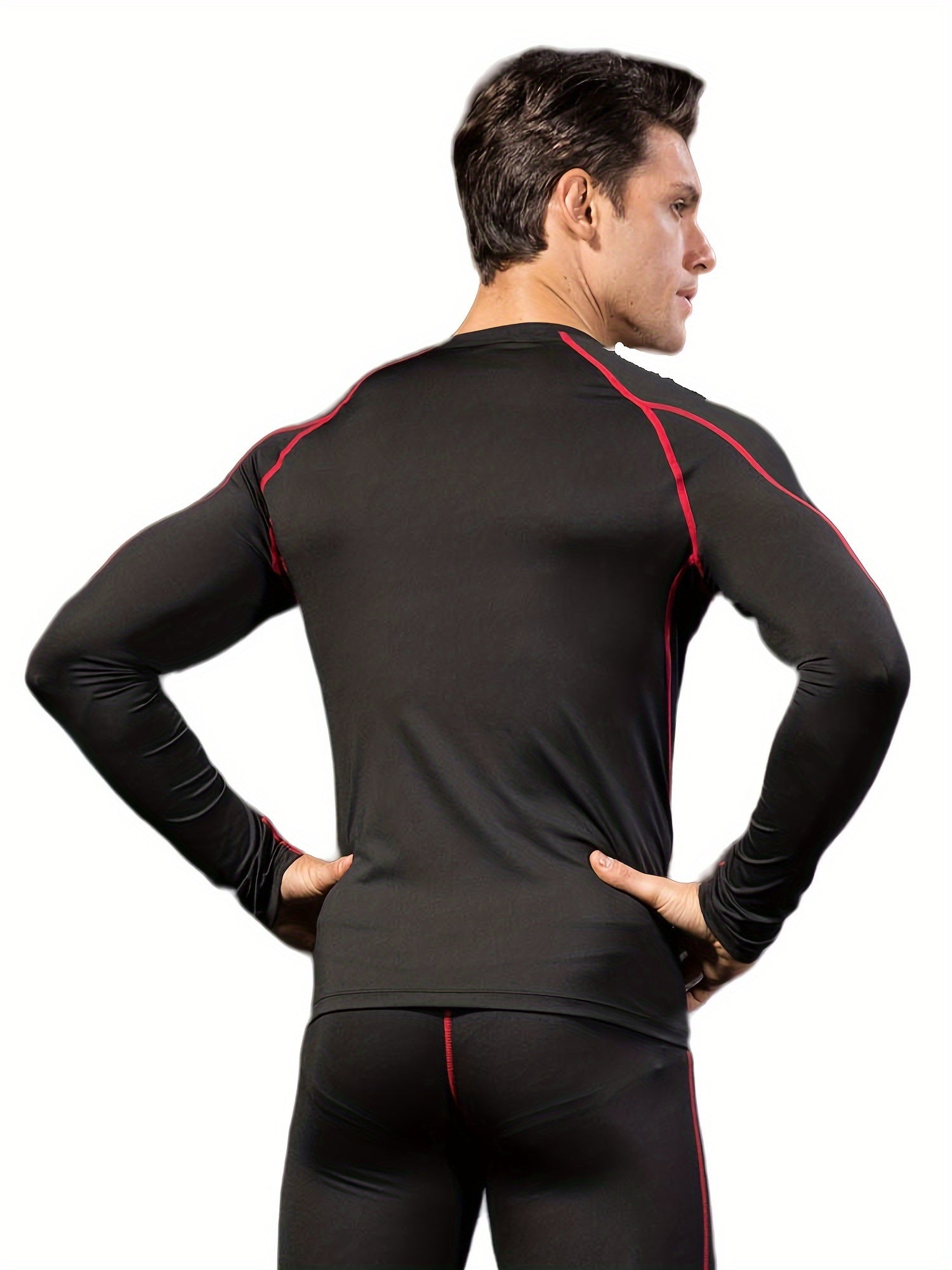3 Packs Men's Long Sleeve Compression Crew Neck T shirts for Training Running