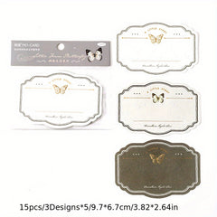 15 sheets Bronzing Embossed Sticky Notes Butterfly Letter Series