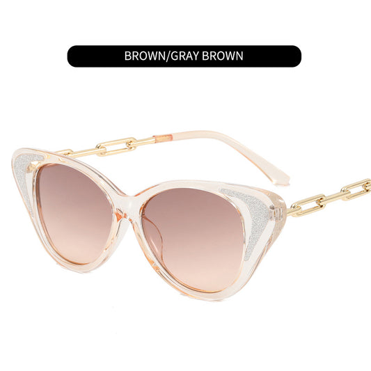 Multicolor Cat Eye Sunglasses with Zipper Case