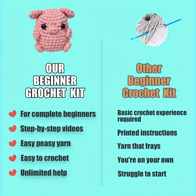 Crochet Material Package with English Instruction Manual - Beginner Yarn Kit