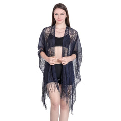Lace Shawl Fringed Cardigan Bikini Blouse for Beach Wedding
