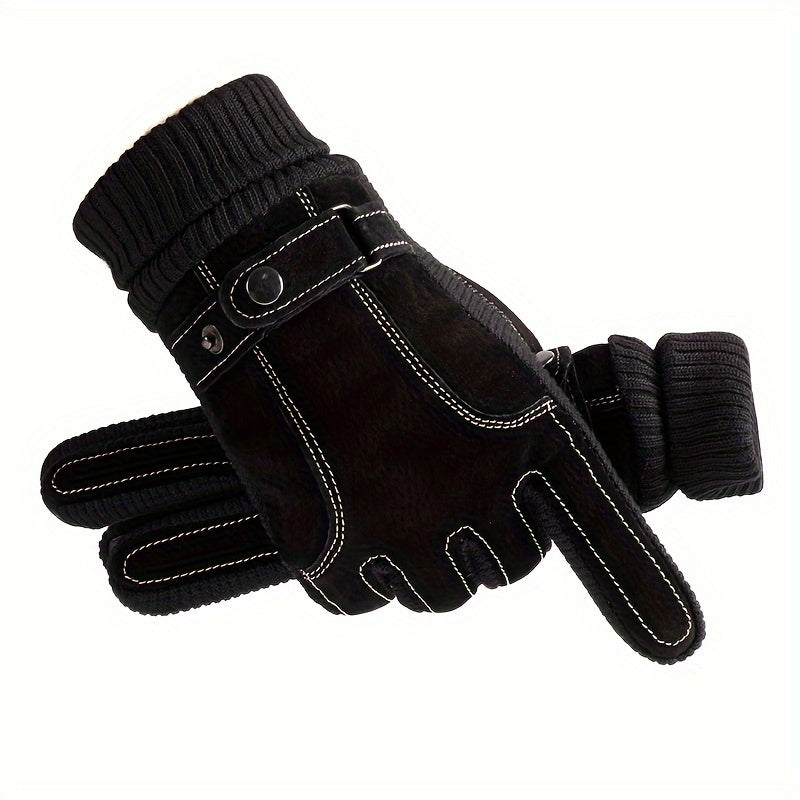 Men's Leather Touch Screen Winter Gloves - Skiing Cycling Motorcycle