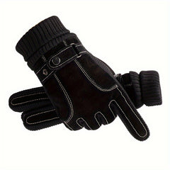 Men's Leather Touch Screen Winter Gloves - Skiing Cycling Motorcycle