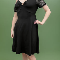  Cold Shoulder Chain Ring Decor Stretch Dress