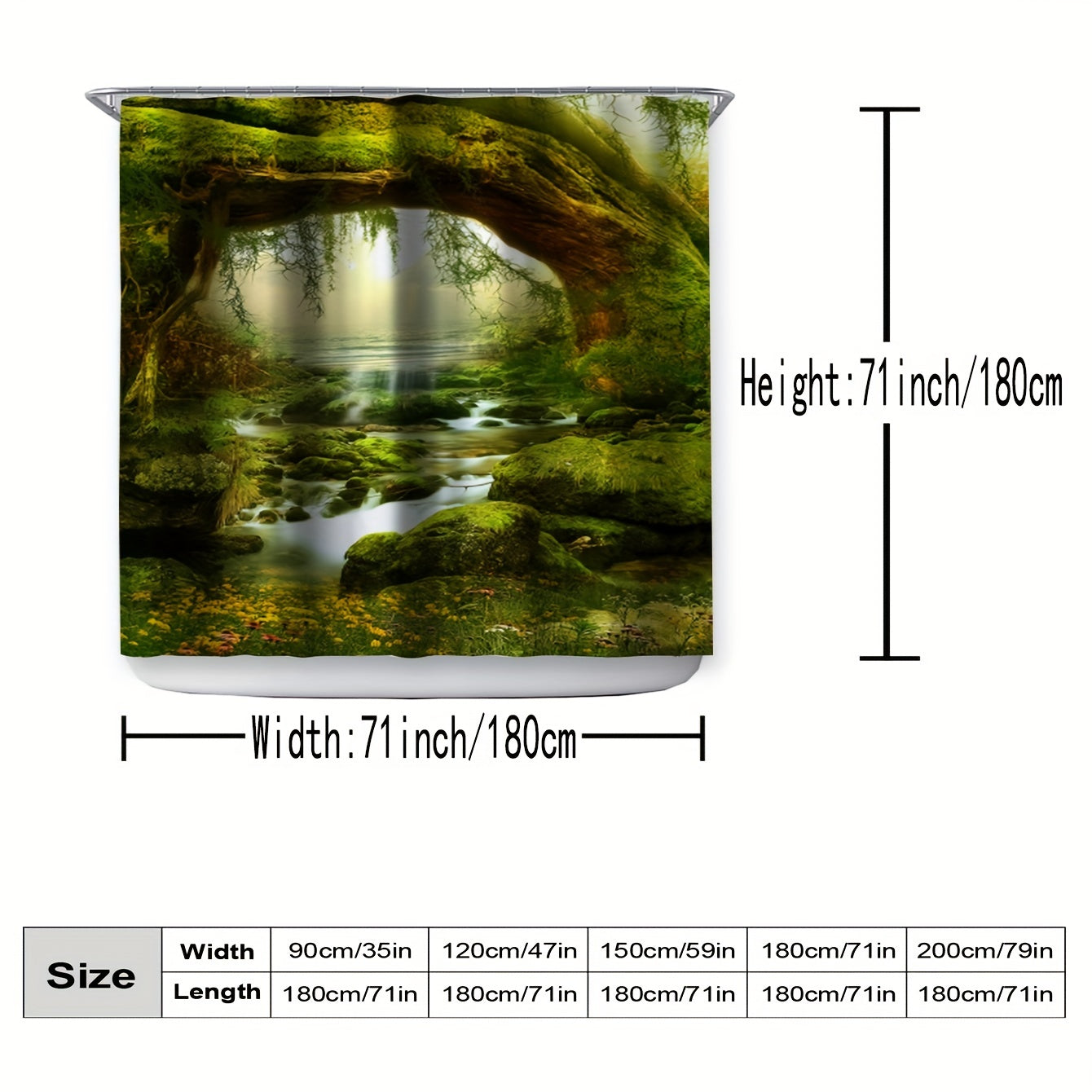 Tree Pattern Shower Curtain Waterproof and Mildew Proof Bathroom Decor