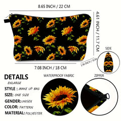 Sunflower Flowers Cosmetic Bag Waterproof Makeup Toiletry Pouch Travel
