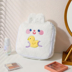 Cartoon Plush Makeup Bag Travel Roomy Cosmetic Pouch Toiletry Bag With Handle