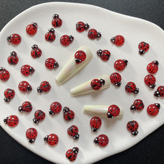 20 Pcs Ladybug Nail Art Resin Charms 3D Nail Decor