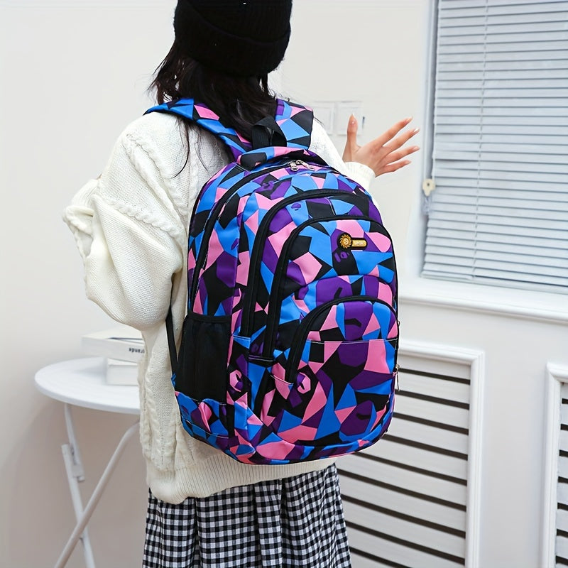 Large Capacity Colorblock Backpack Preppy College School Daypack