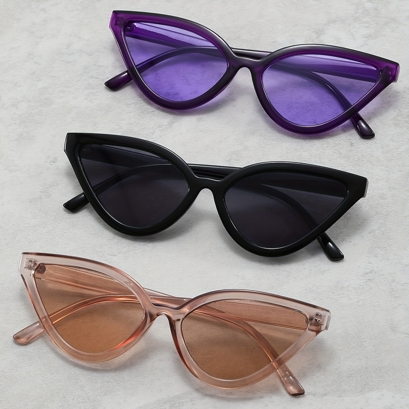 3 Pairs Cat Eye Sunglasses Women Retro Summer Outdoor Shades