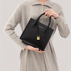 Letter Graphic Lock Crossbody Bag Top Handle Purse For Women