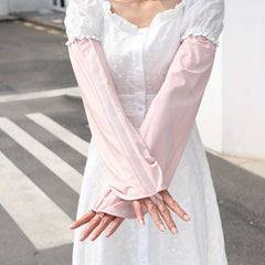 Sunscreen Fingerless Gloves for Women, Solid Color Cycling Sports Gloves