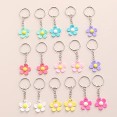 16pcs PVC Sun Flower Keychain Cartoon Colorful Bag Key Chain