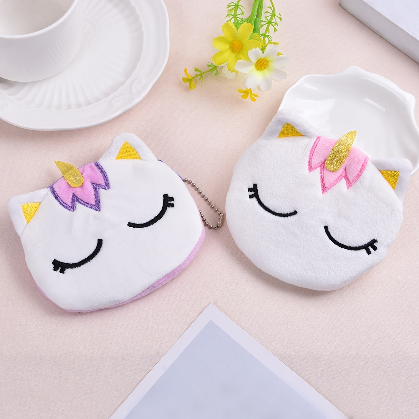 Girls Plush Unicorn Coin Purse Wallet Backpack Pendant