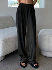  Ribbed High Rise Wide Leg Trousers