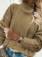 Cable Long Sleeve High Neck Jumper