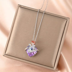 Heart Shaped Crystal Necklace Mother's Pendant Necklace