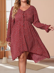 Boho Dress Women's Plus Floral Ruffle Trim Tie Front Summer Dress