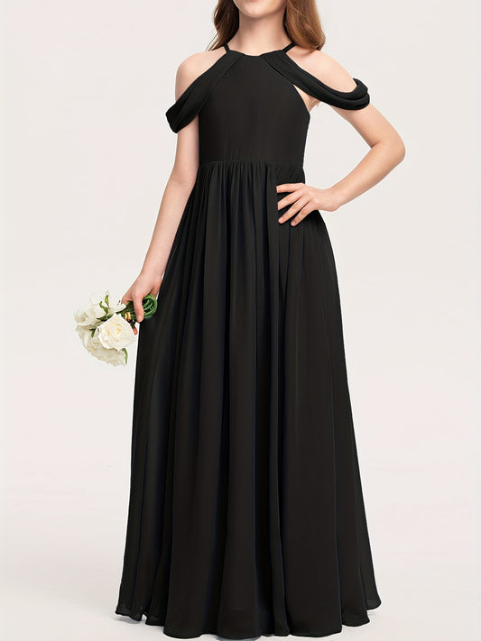 Girls Cold Shoulder Bridesmaid Dress For Wedding Evening