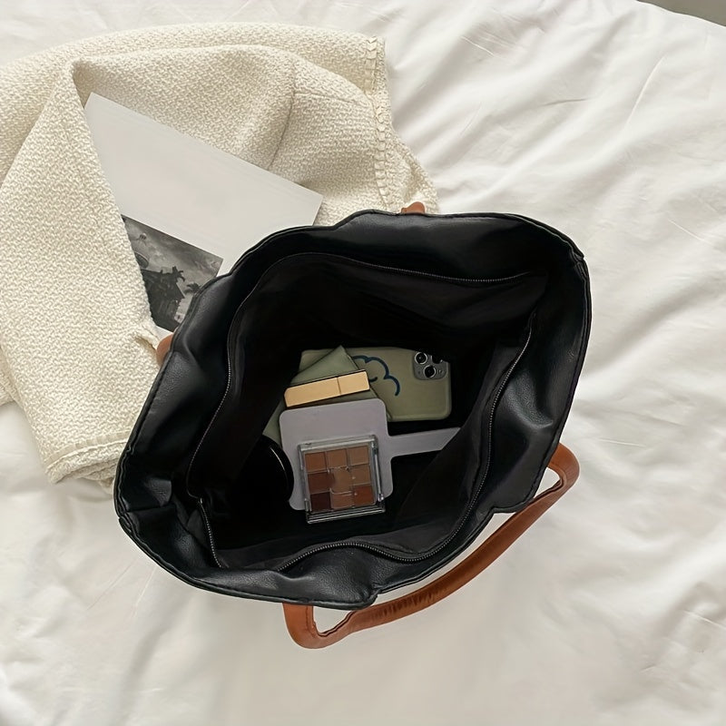 Large Capacity Lightweight Tote Bag Colorblock Handbag