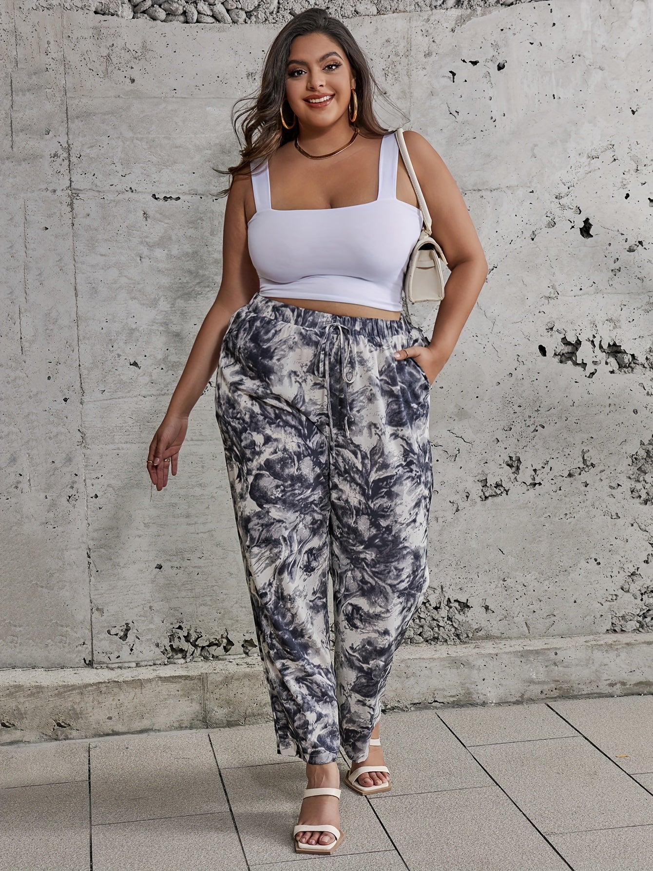 Painting Print Wide Leg Trousers