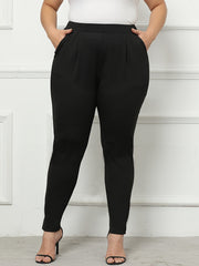  High Rise Stretch Skinny Trousers With Pockets