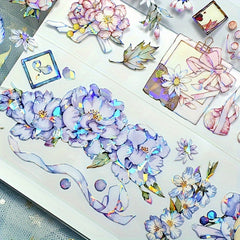 2m Flower Crystal PET Tape Transparent Decorative Stickers Scrapbook