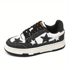 Women's Star Pattern Board Shoes Lace Up Outdoor Sneakers