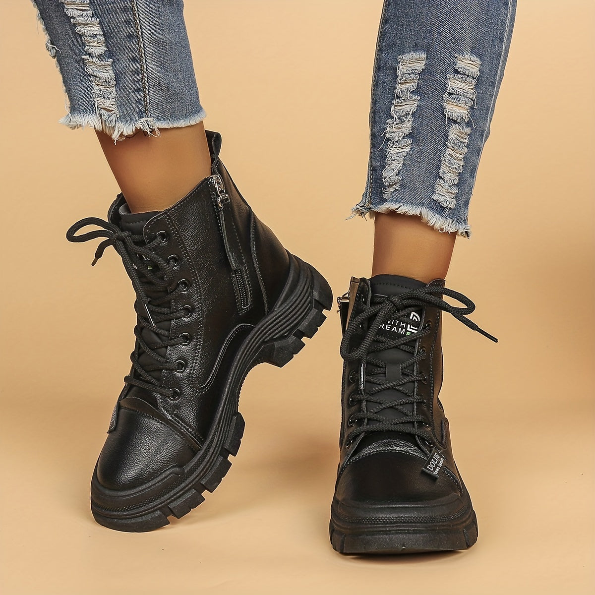 Women's Lace-Up Non-Slip Motorcycle Boots