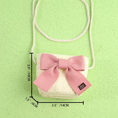 Children Straw Woven Handbags Small Purse Wallet Mini Shoulder Bags