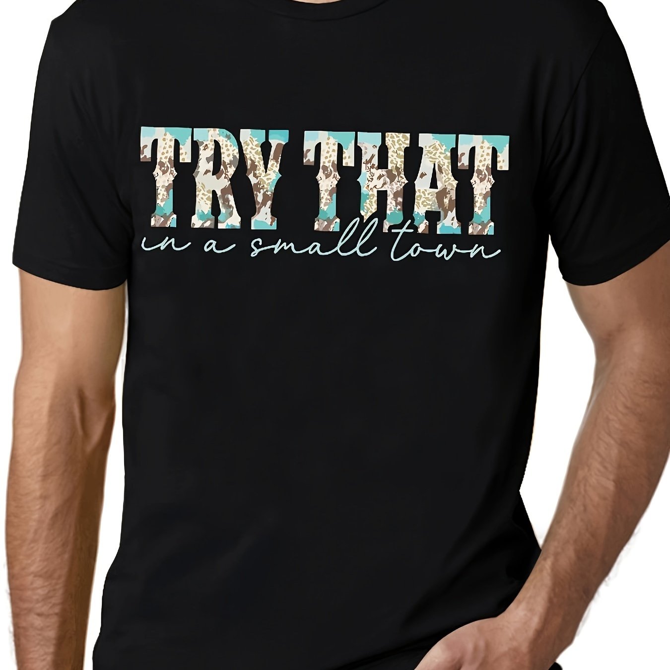 Small Town Pattern Print Men's Cotton T-shirt