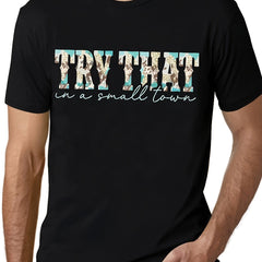 Small Town Pattern Print Men's Cotton T-shirt