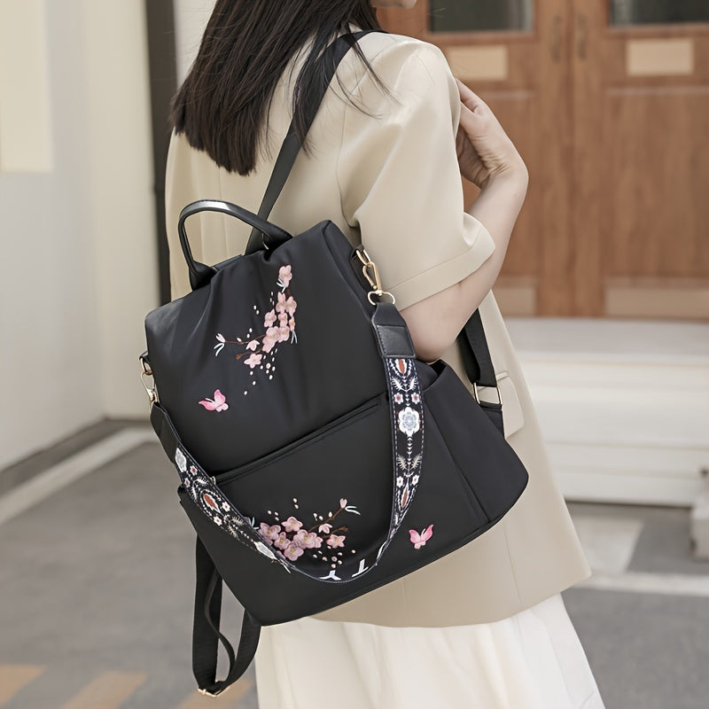 Autumn Ethnic Embroidered Oxford Backpack for Travel