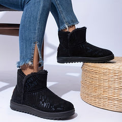 Women's Plush Lined Snow Boots - Warm Winter Ankle Boots