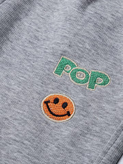 Girls' Smile Face Embroidered Jogger Sweatpants