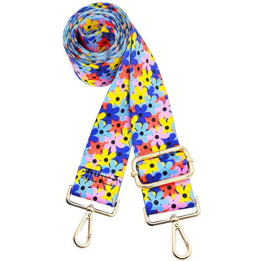 Colorful Retro Flower Pattern Bag Strap Replacement Wide Shoulder Bag Strap