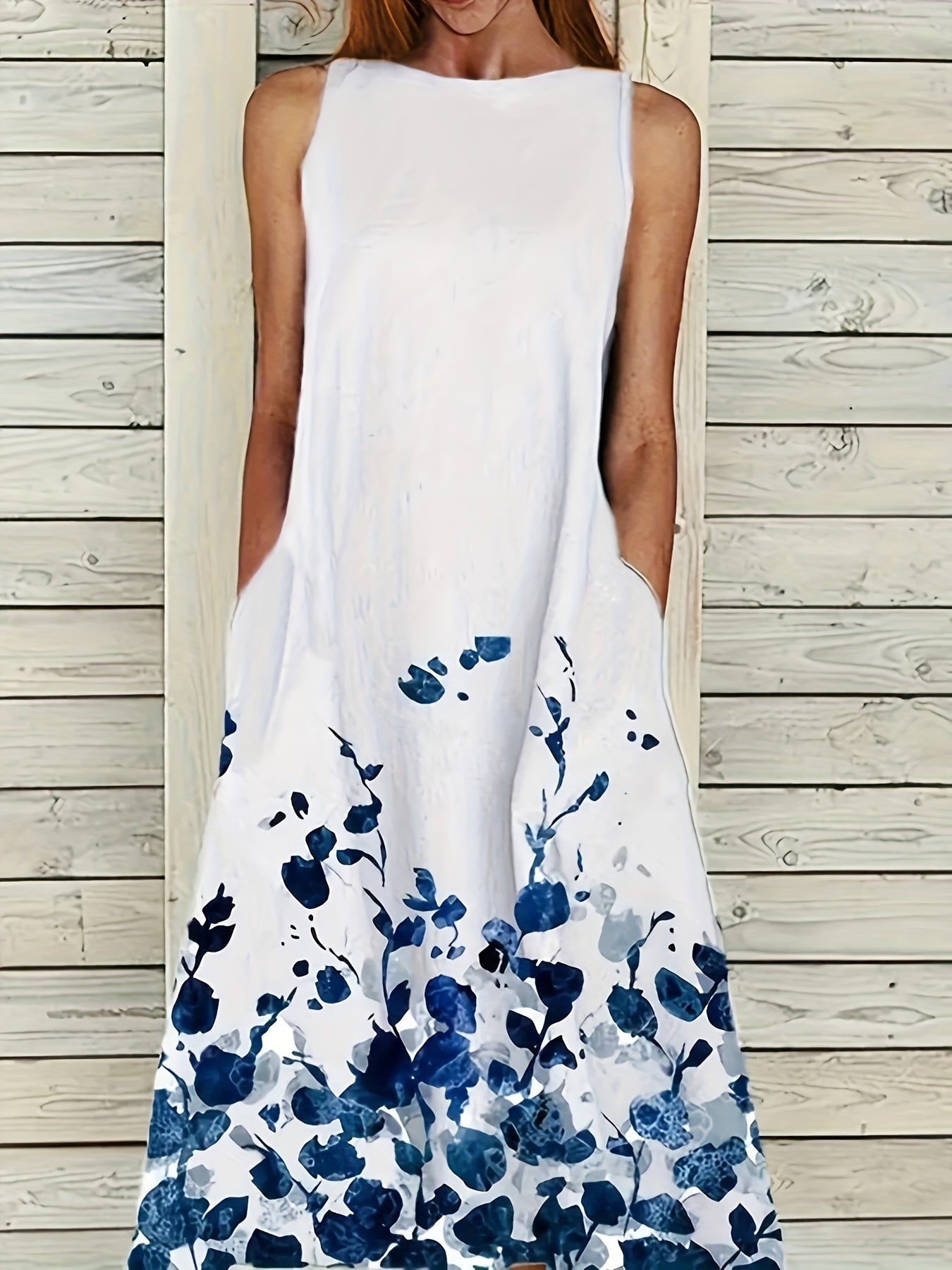  Floral Print Tank Dress with Pockets