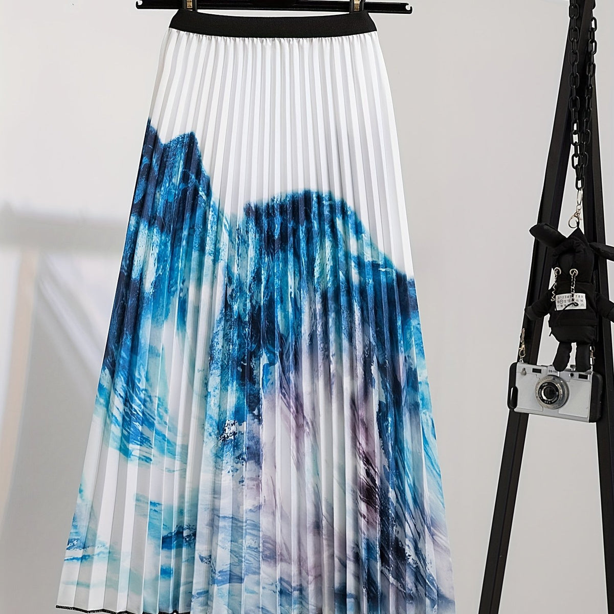  Painting Print Elastic Pleated A-line Skirt
