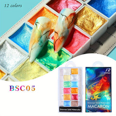 Metallic Nail Watercolor Paint Set for Macaron Designs