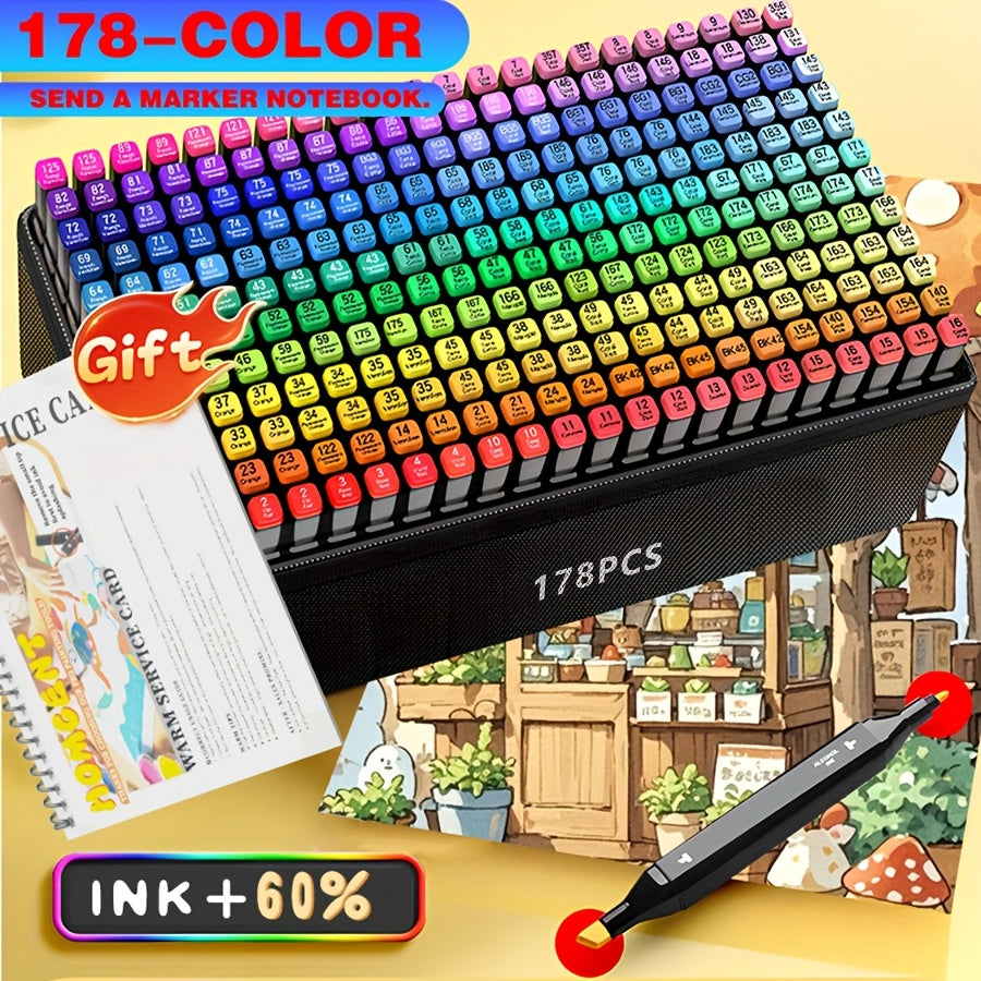 Non Toxic Double-Tip Art Pens, 128 Colors with Case