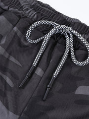 Men's Camo Gym Running Shorts Active Stretch Drawstring Workout Bottom