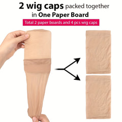 8PCS Stretchable Nylon Wig Caps & Elastic Bands Set for Women Nude Color