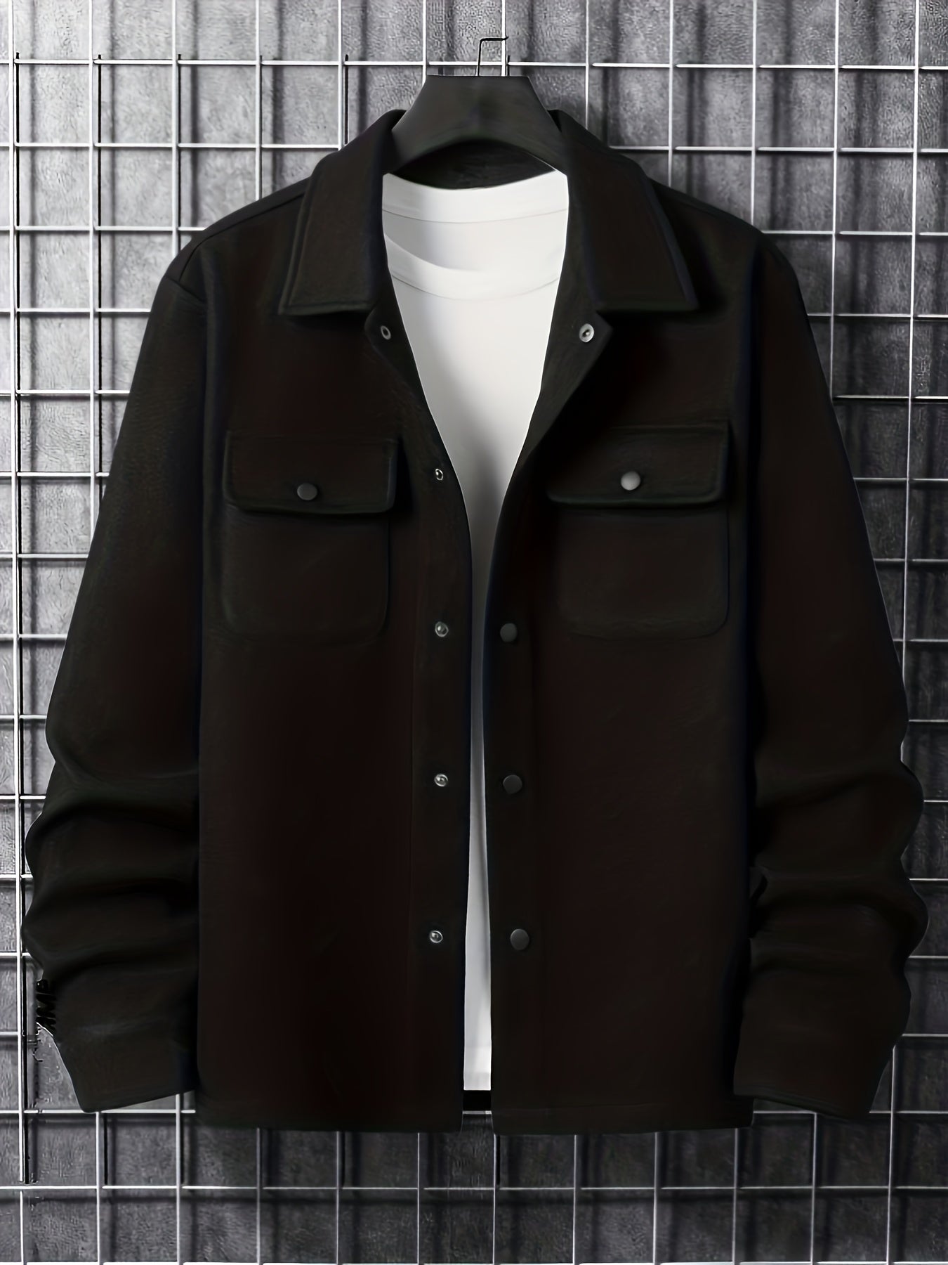 Men's Solid Jacket Spring Autumn Button Up Jacket For Males
