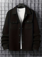 Men's Solid Jacket Spring Autumn Button Up Jacket For Males