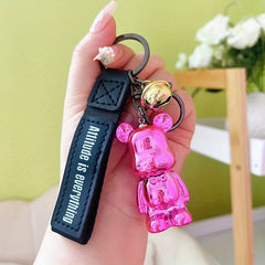 Bow Tie Bear Keychain Leather Lanyard Animal Bag Charms Keyring Pendant