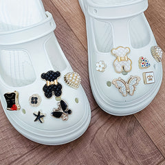 Women's Bear Charms Clogs Closed Toe Cut Out Non Slip Slide Shoes