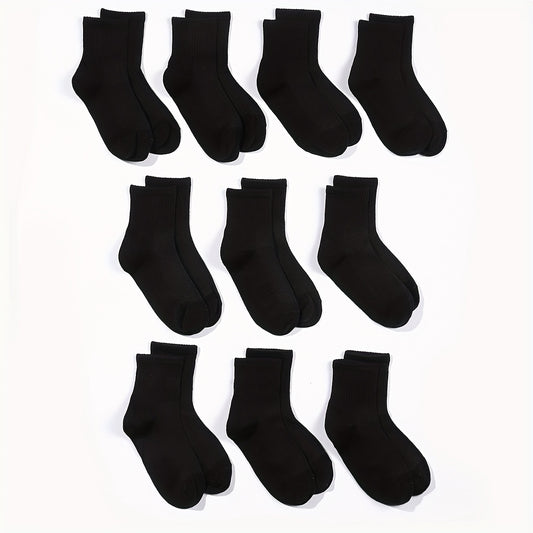 10 pairs Breathable Cotton Calf Socks for Boys Girls