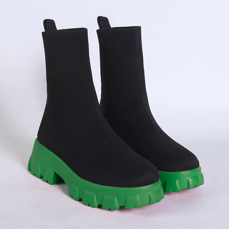 Minimalist Knit Slip On Boots