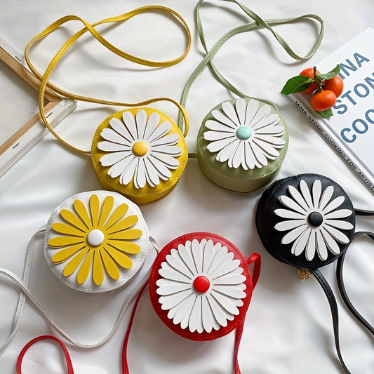 Kids PU Leather Little Daisy Crossbody Bag Mini Coin Purse